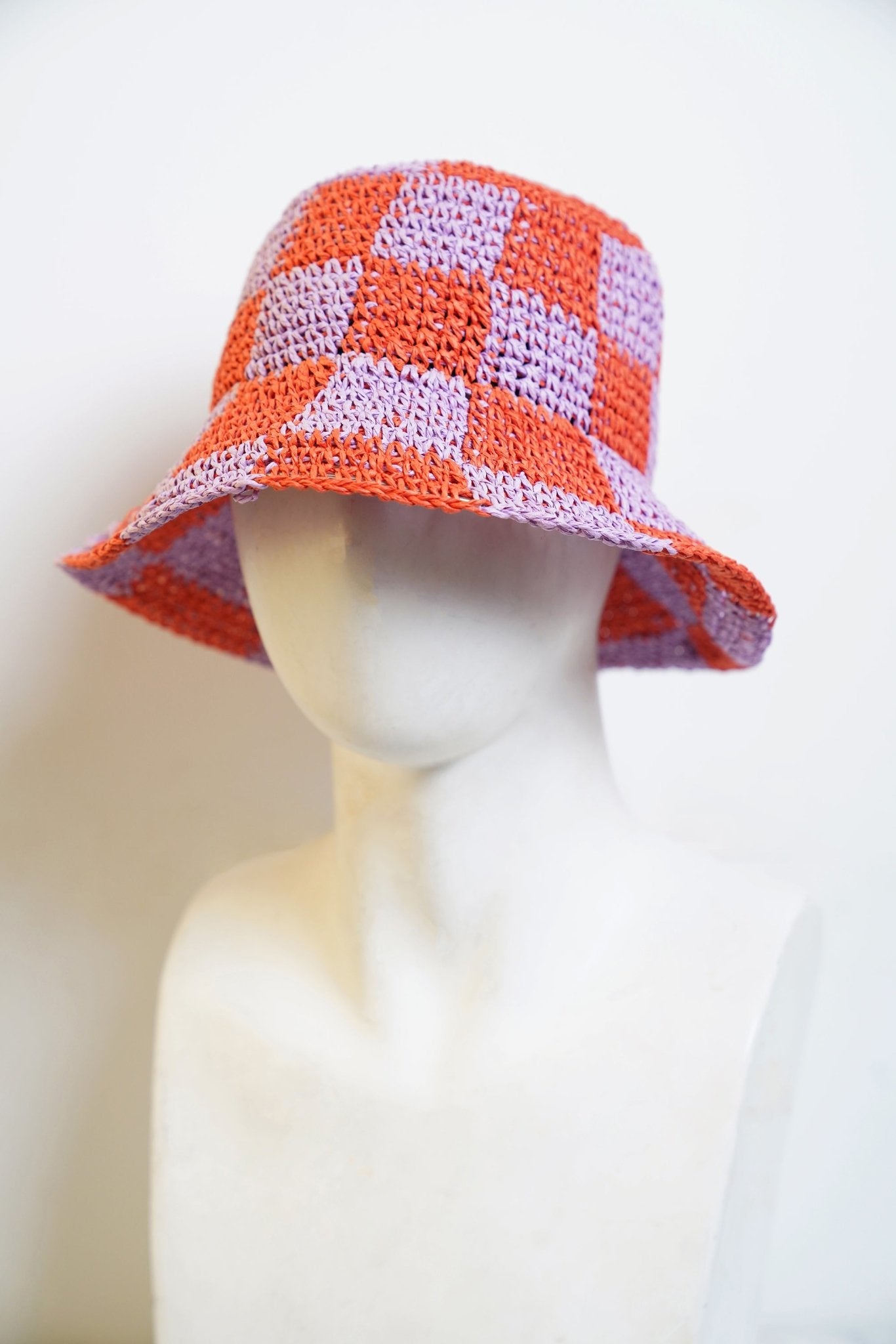 Orange Purple Dual Color Crocheted Bucket Hat - TB-BondMenBucket hat