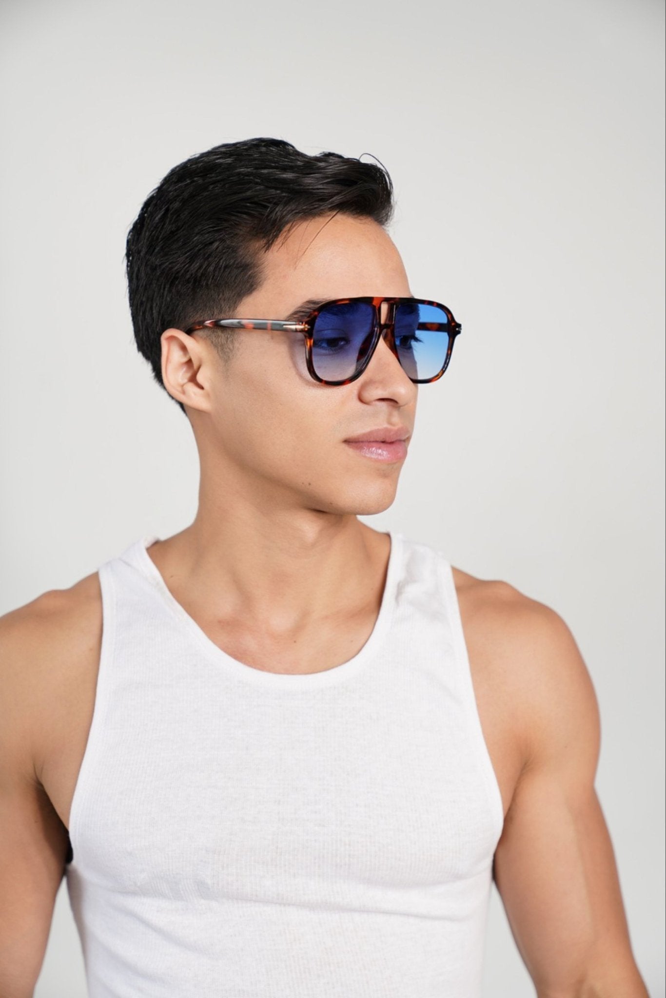 Oversized Retro Blue Tint and Torqoise Summer Sunglasses - TB-BondMenSunglasses