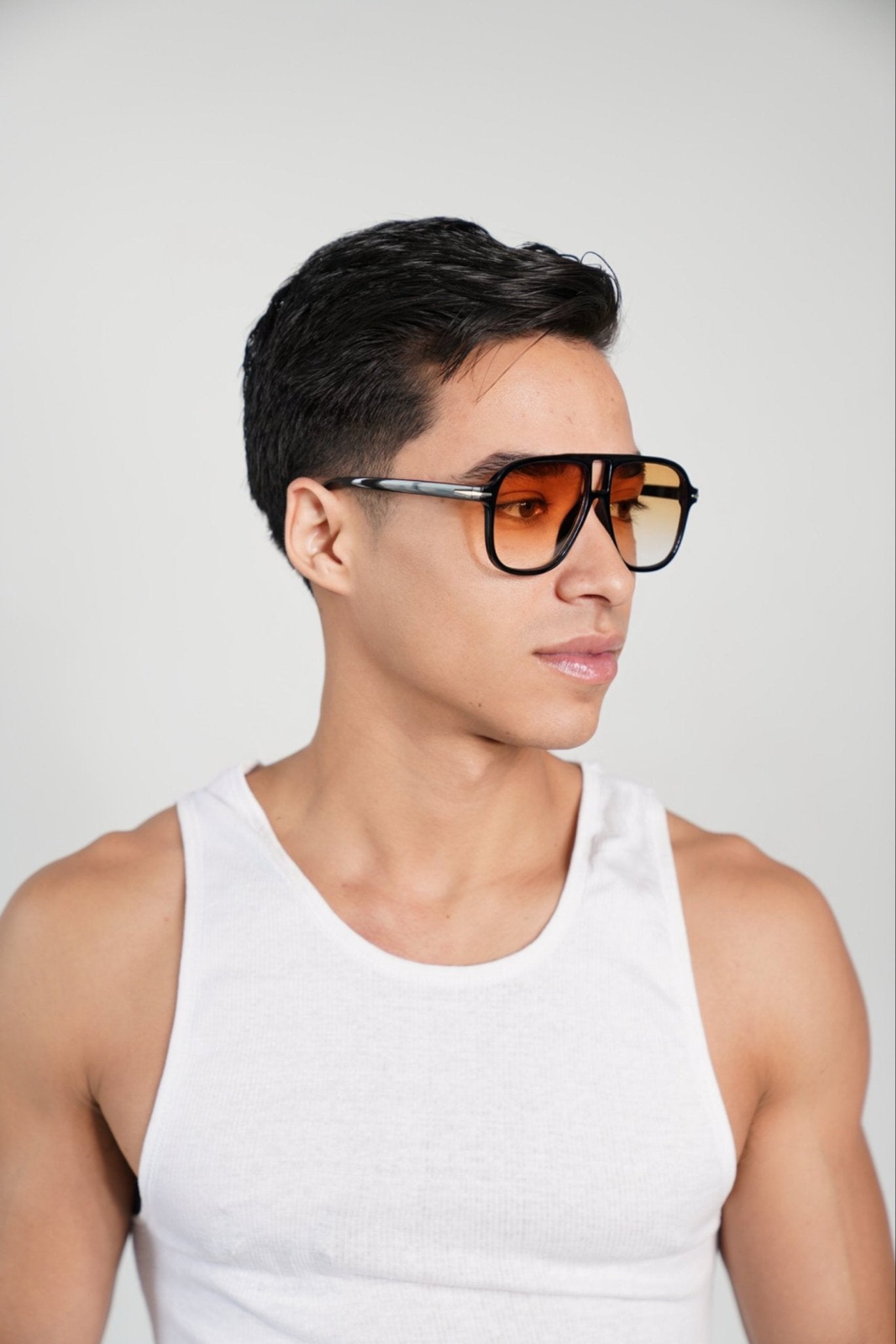 Oversized Retro Orange Gradient Tint Summer Sunglasses - TB-BondMenSunglasses