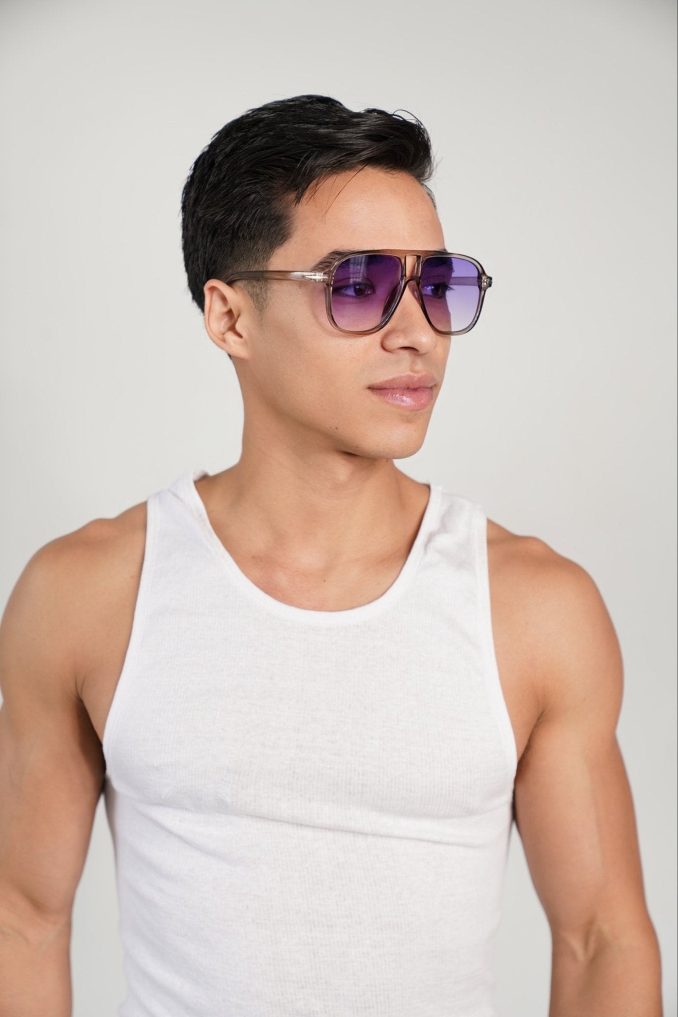 Oversized Retro Purple Tint Summer Sunglasses - TB-BondMenSunglasses