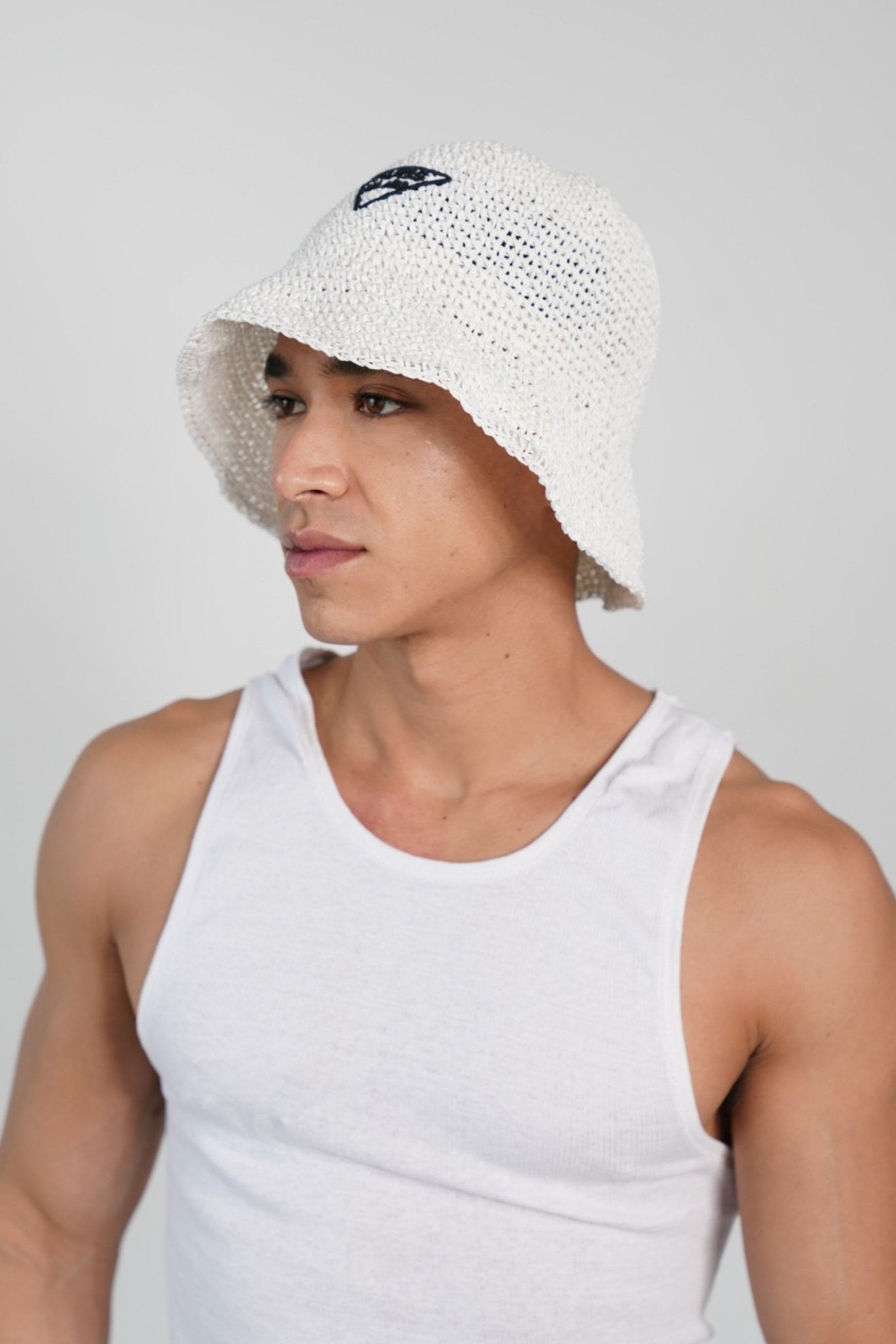 Paris Milano White Embroidery Straw Bucket Hat - TB-BondMenBucket hat