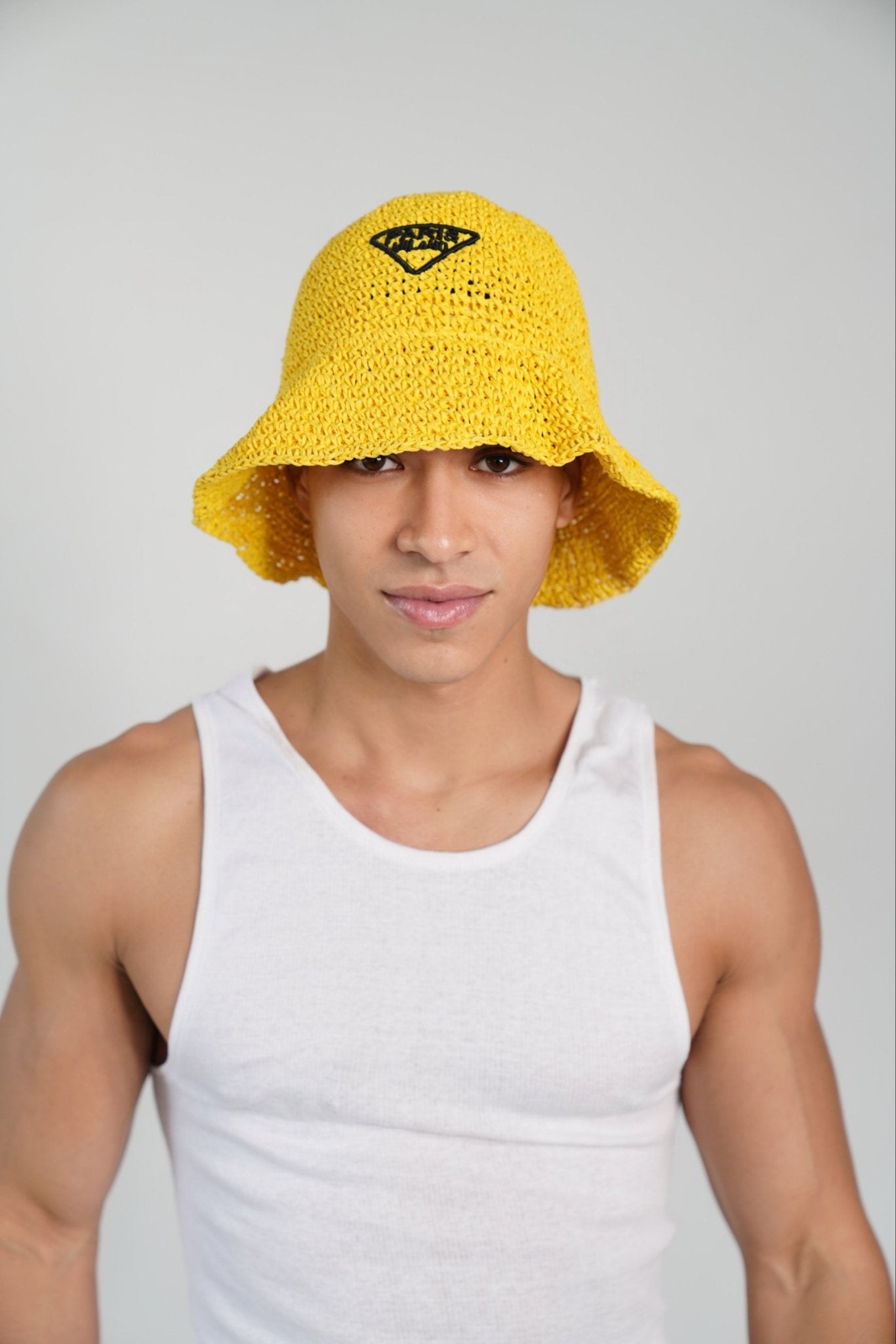 Paris Milano Yellow Embroidery Straw Bucket Hat - TB-BondMenBucket hat