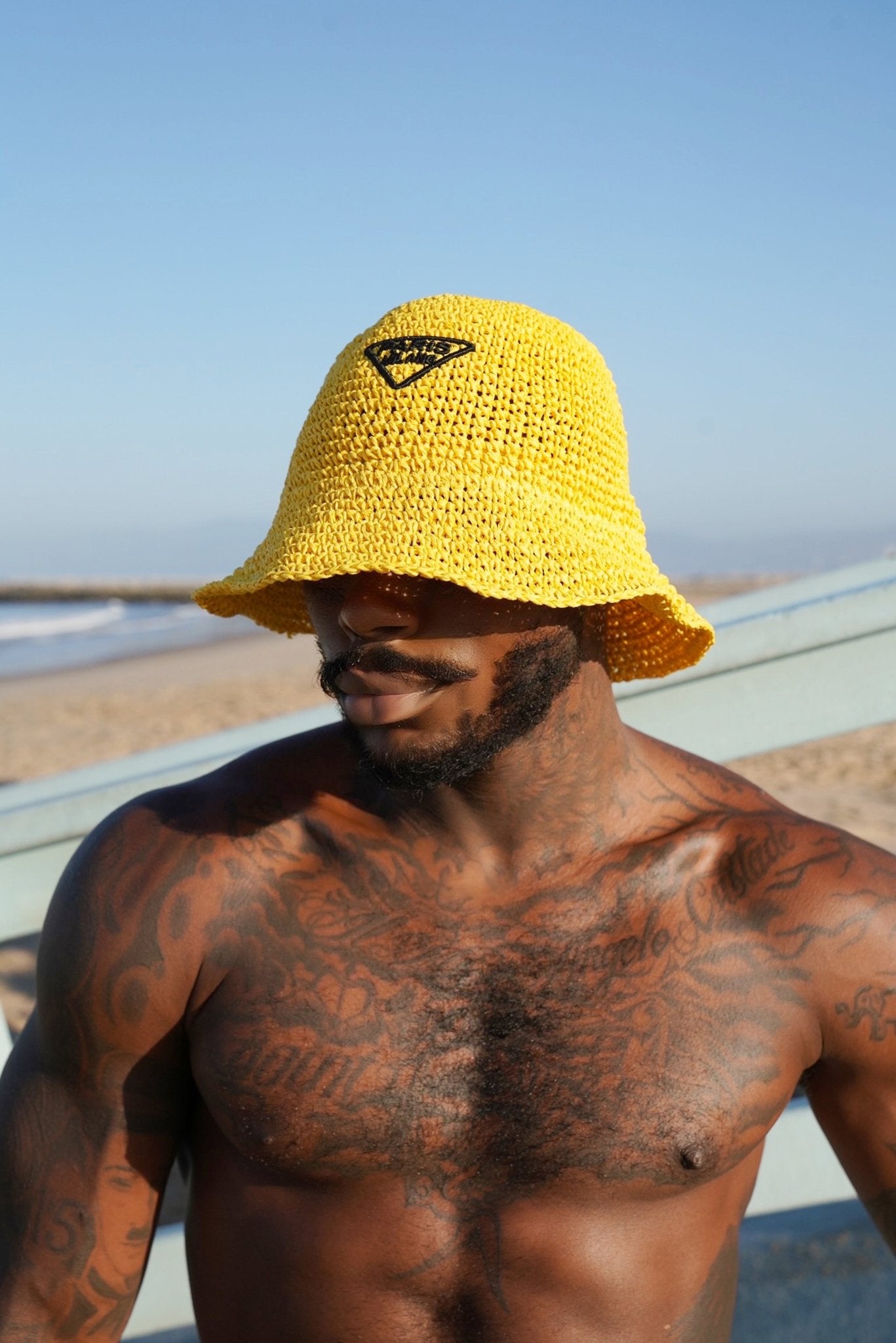 Paris Milano Yellow Embroidery Straw Bucket Hat - TB-BondMenBucket hat