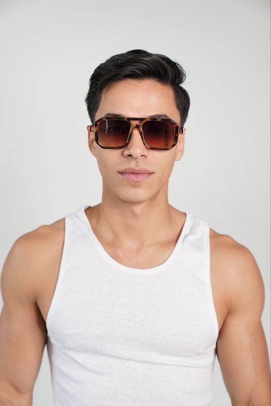Popping Brown Tint and Torqoise Frame Sunglasses - TB-BondMenSunglasses