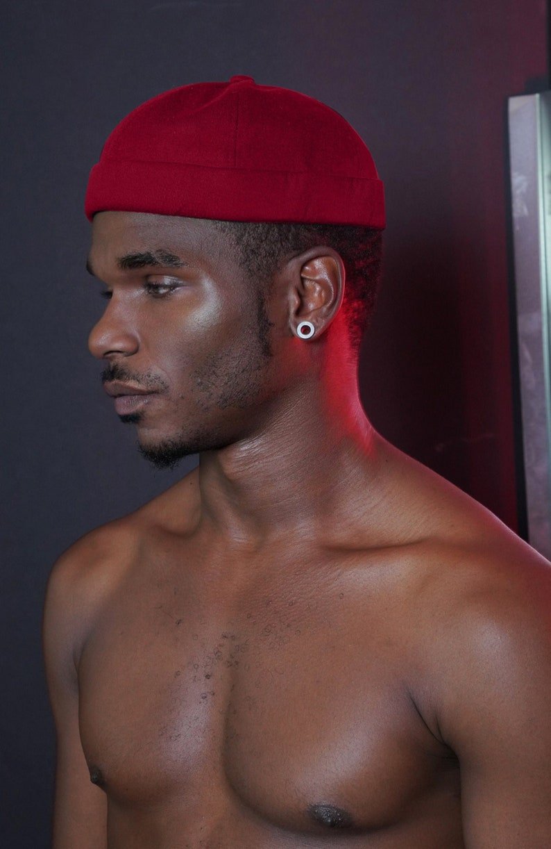 Red Docker Brimless Adjustable hat, Beanie Hat, men's hat, style, men's fashion
