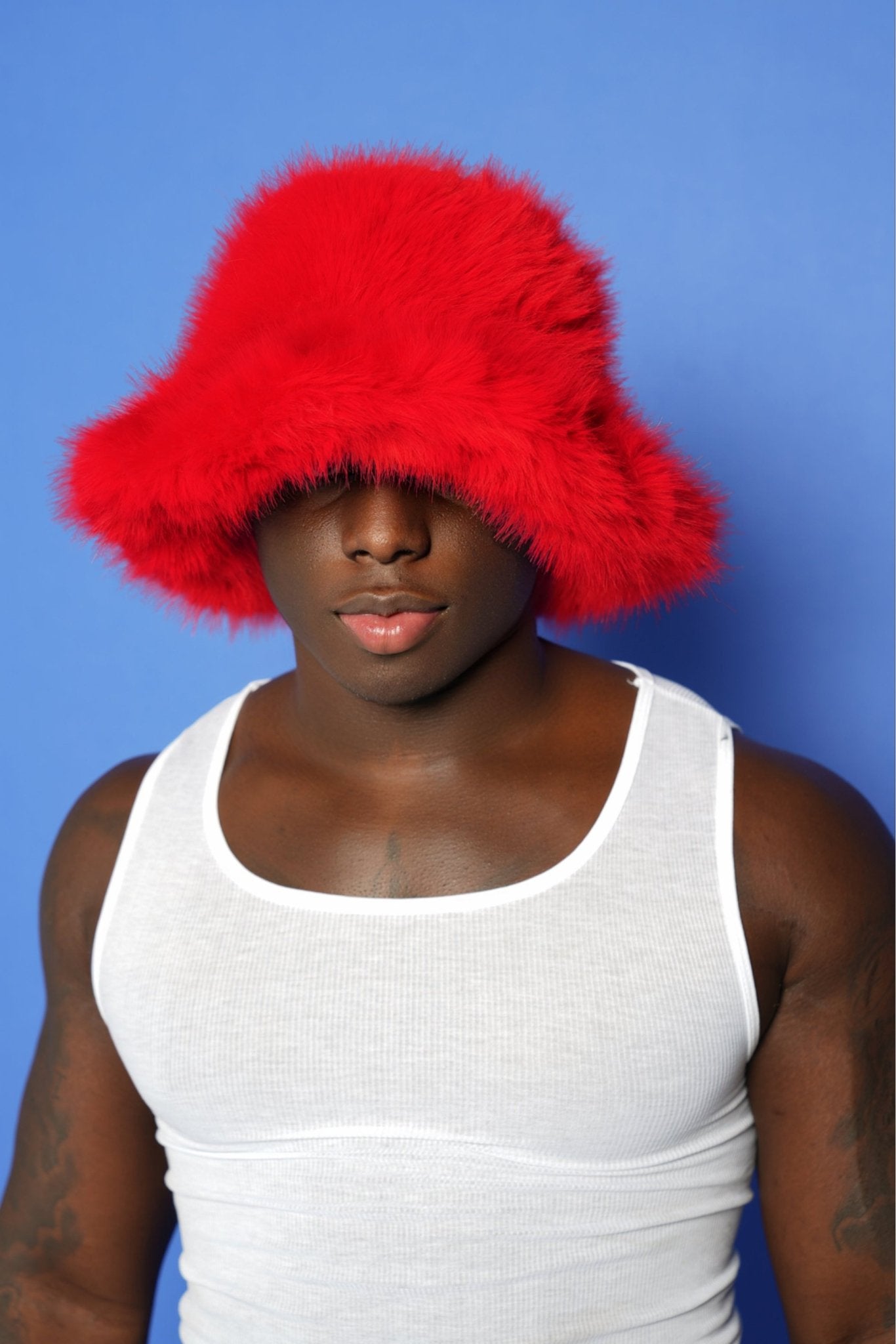Red Fluffy Bucket Hat - TB-BondMenBucket hat