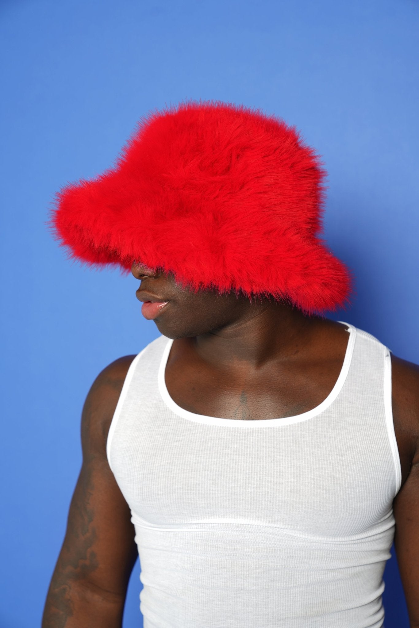 Red Fluffy Bucket Hat - TB-BondMenBucket hat