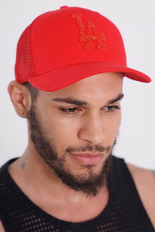 Red LA Icon Trucker Hat, hat, hat for men