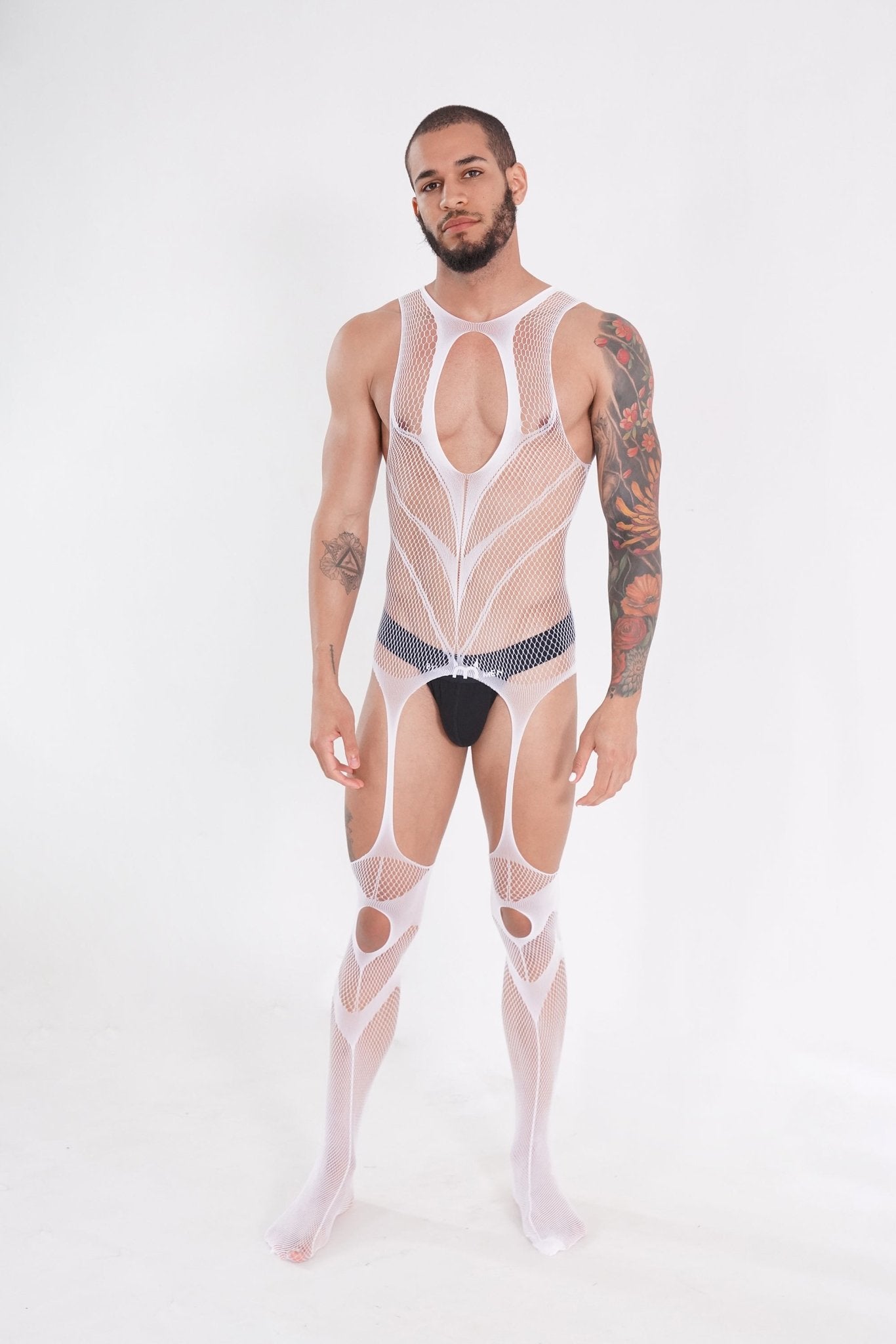 White Hollow Fishnet Bodysuit, body suit, bdsm bodysuit, lgbtq bodysuit, fetish bodysuit