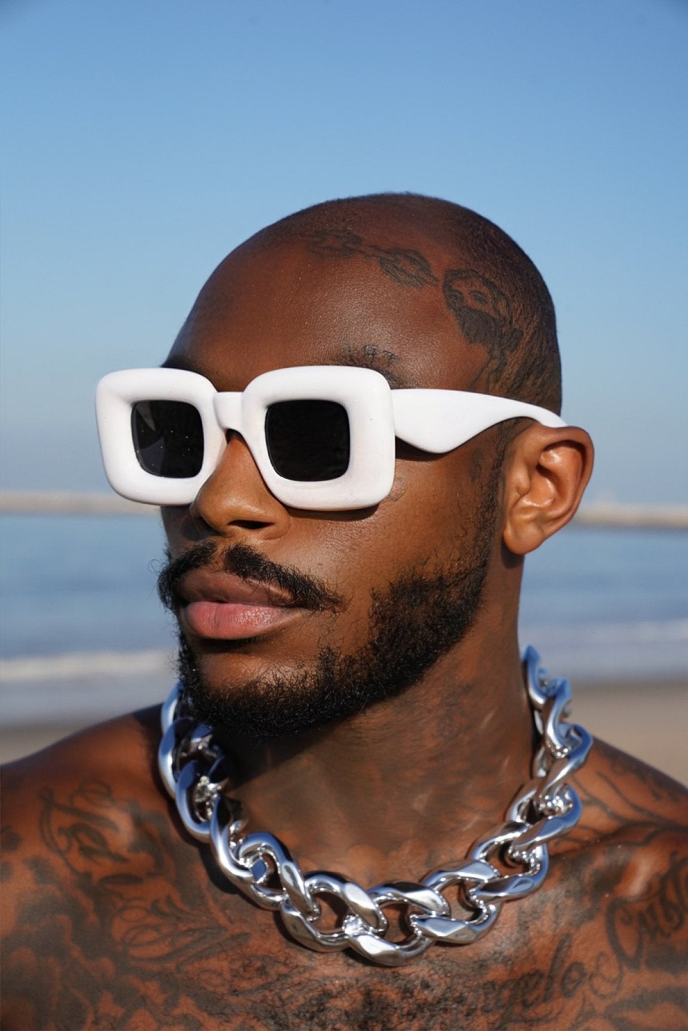 White Puffed Retro Shades - TB-BondMenSunglasses